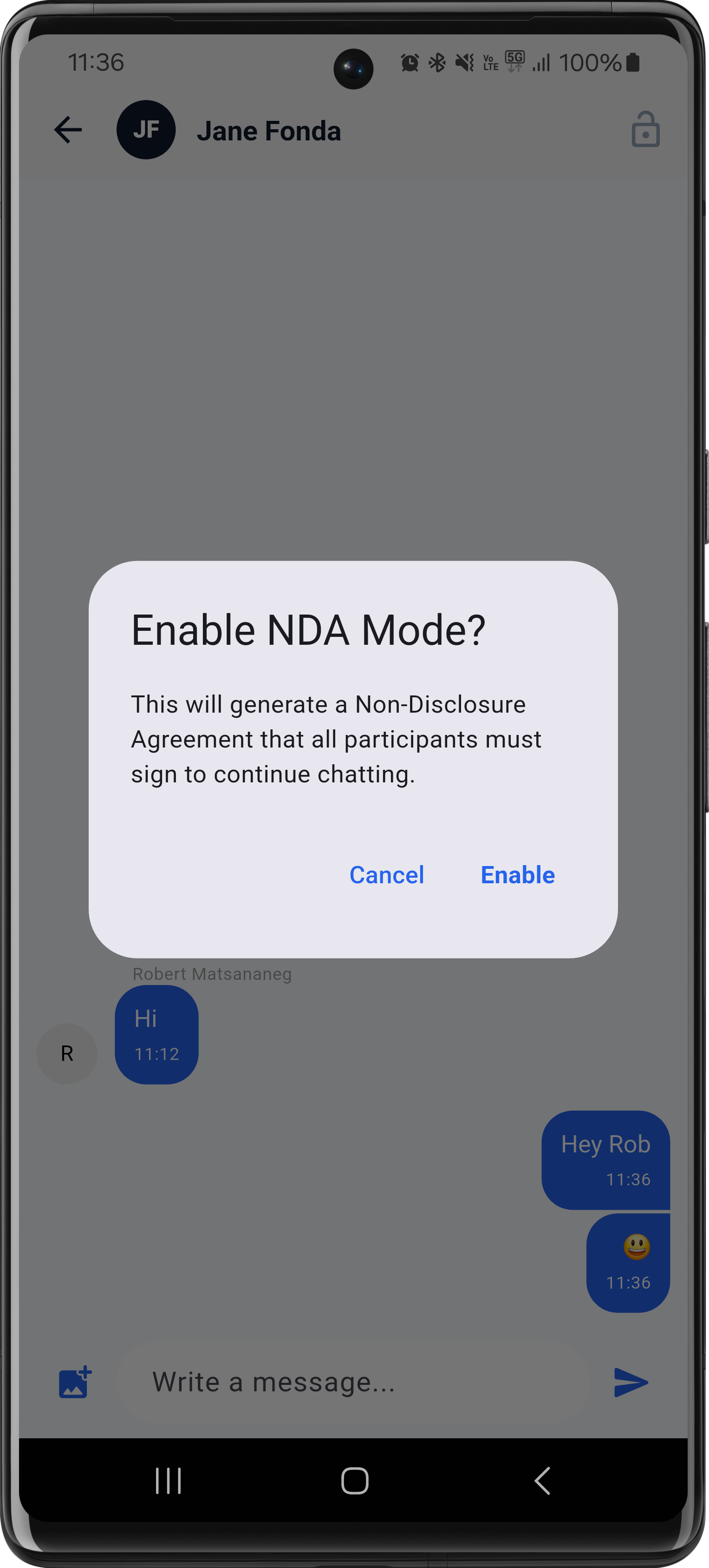 Robapp NDA Mode